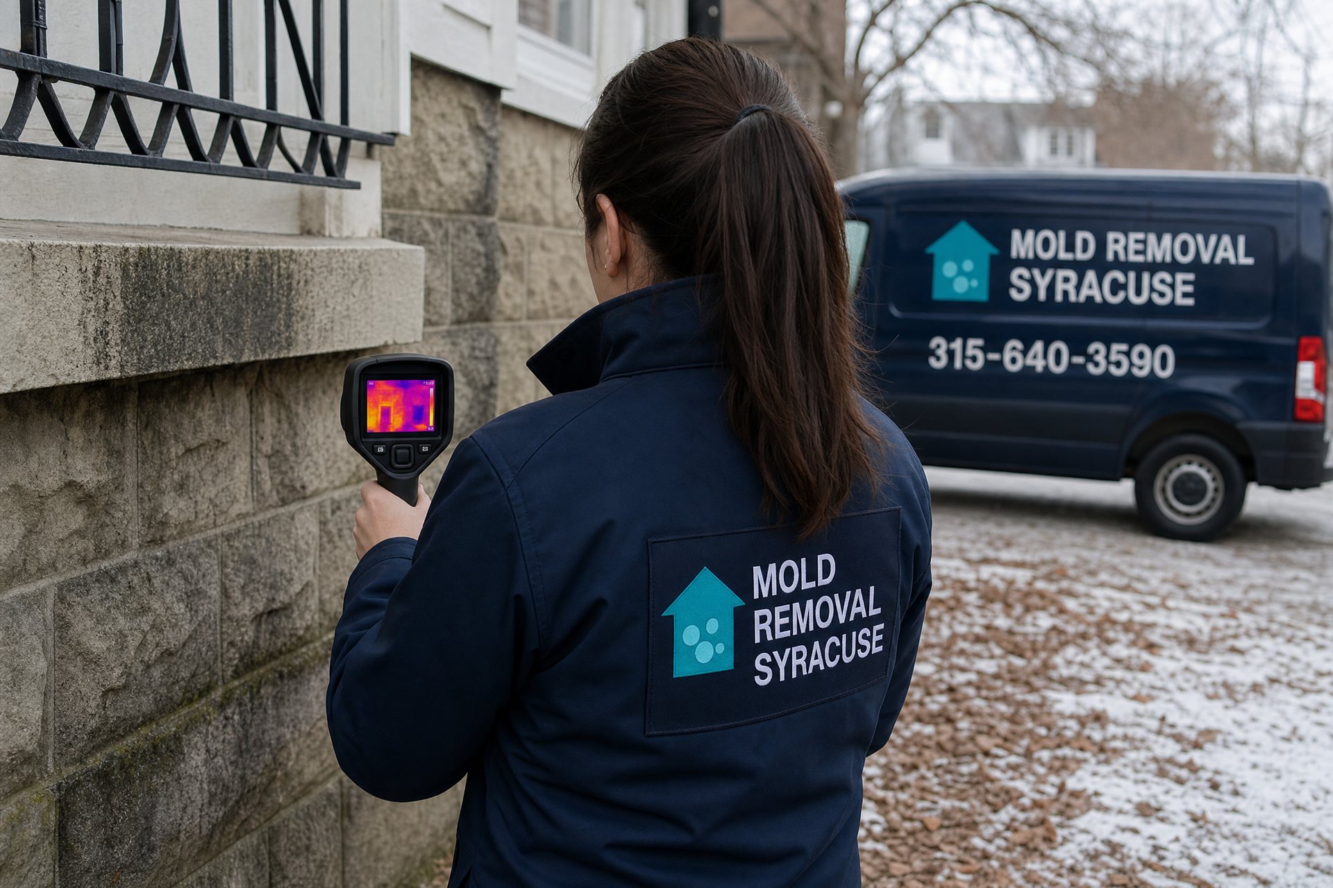 Thermal camera inspection on a building exterior