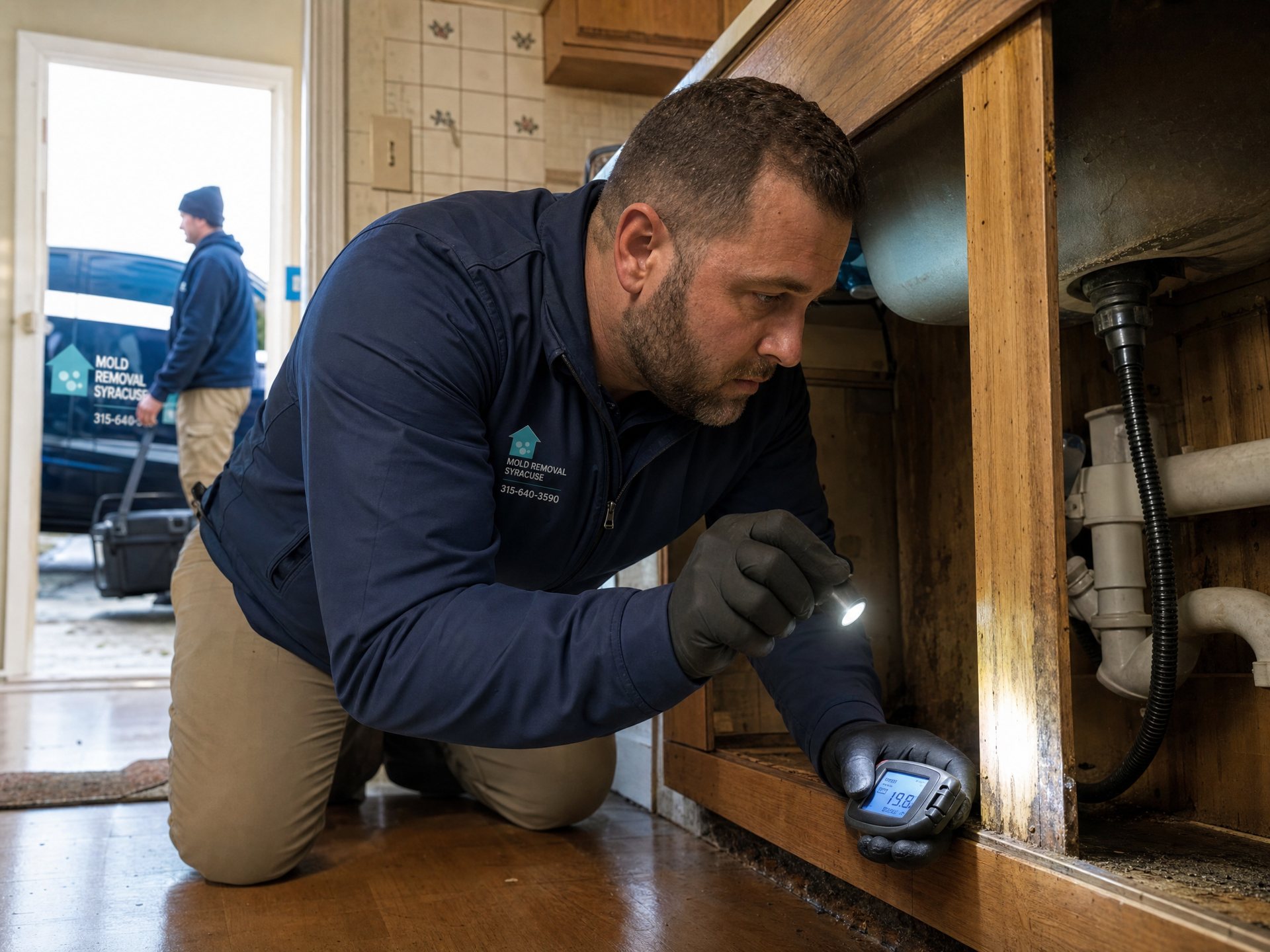 Moisture assessment under a sink