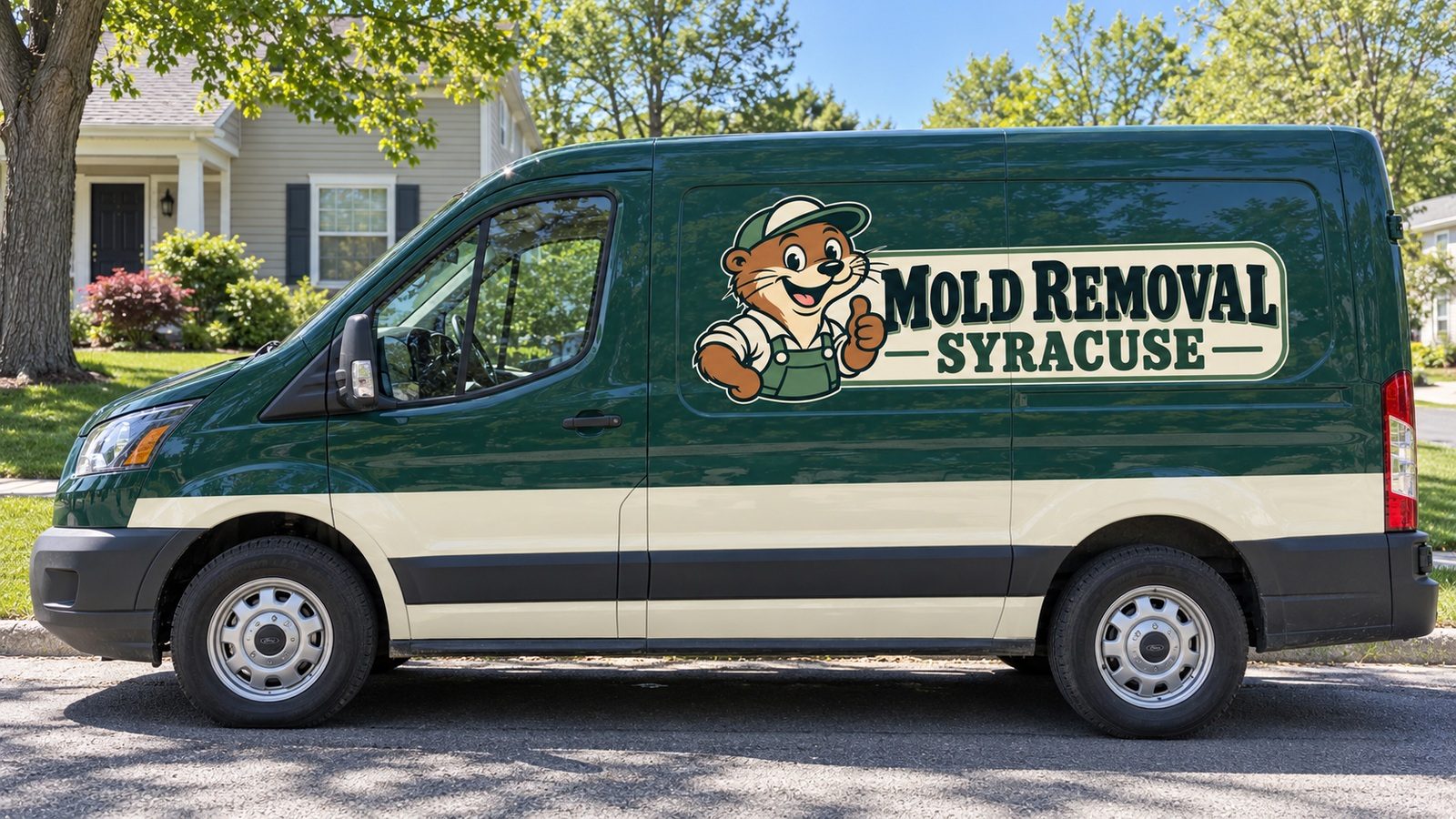 Green Mold Removal Syracuse van on a residential street
