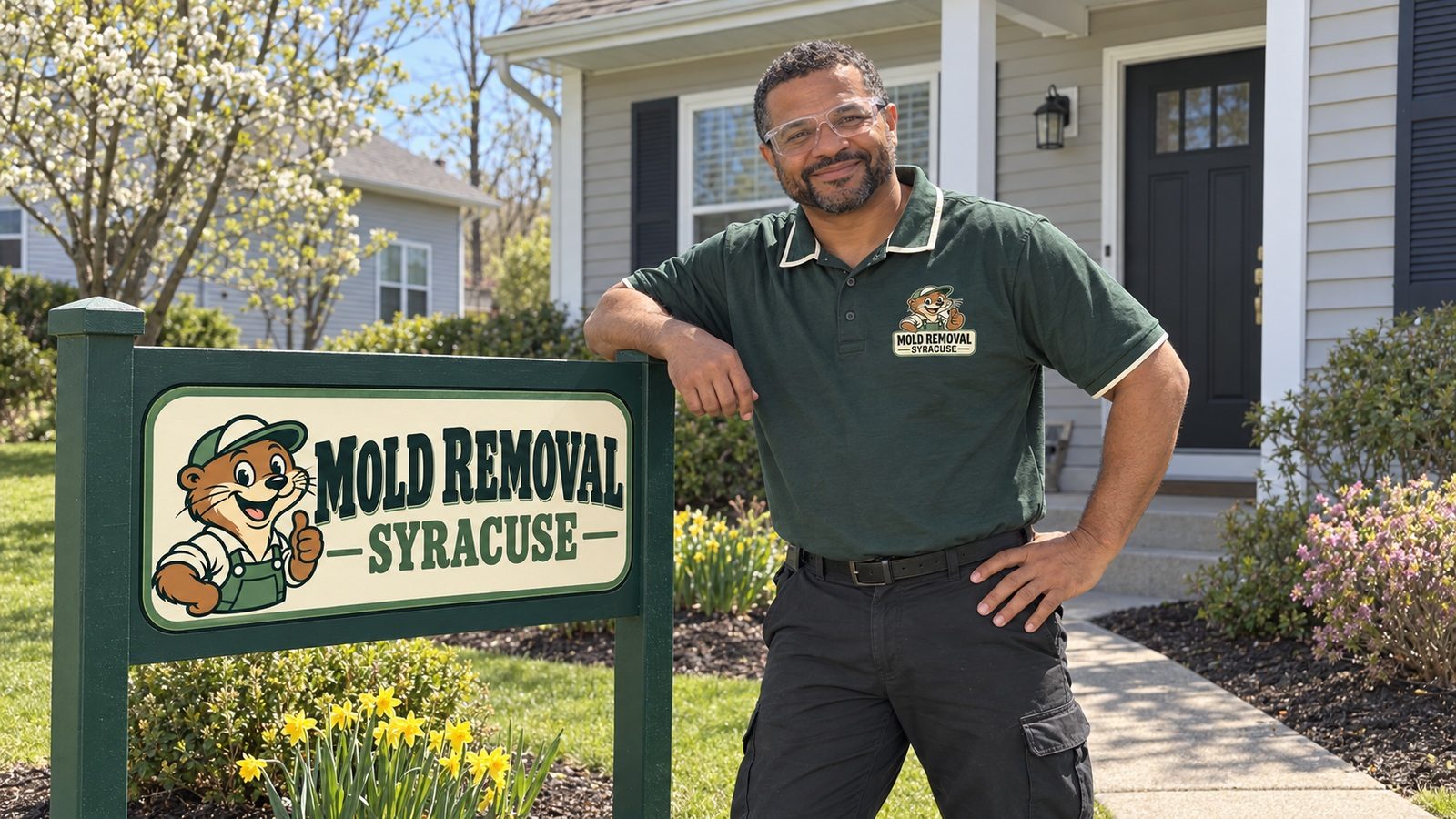 Mold Removal Syracuse yard sign in front of a house