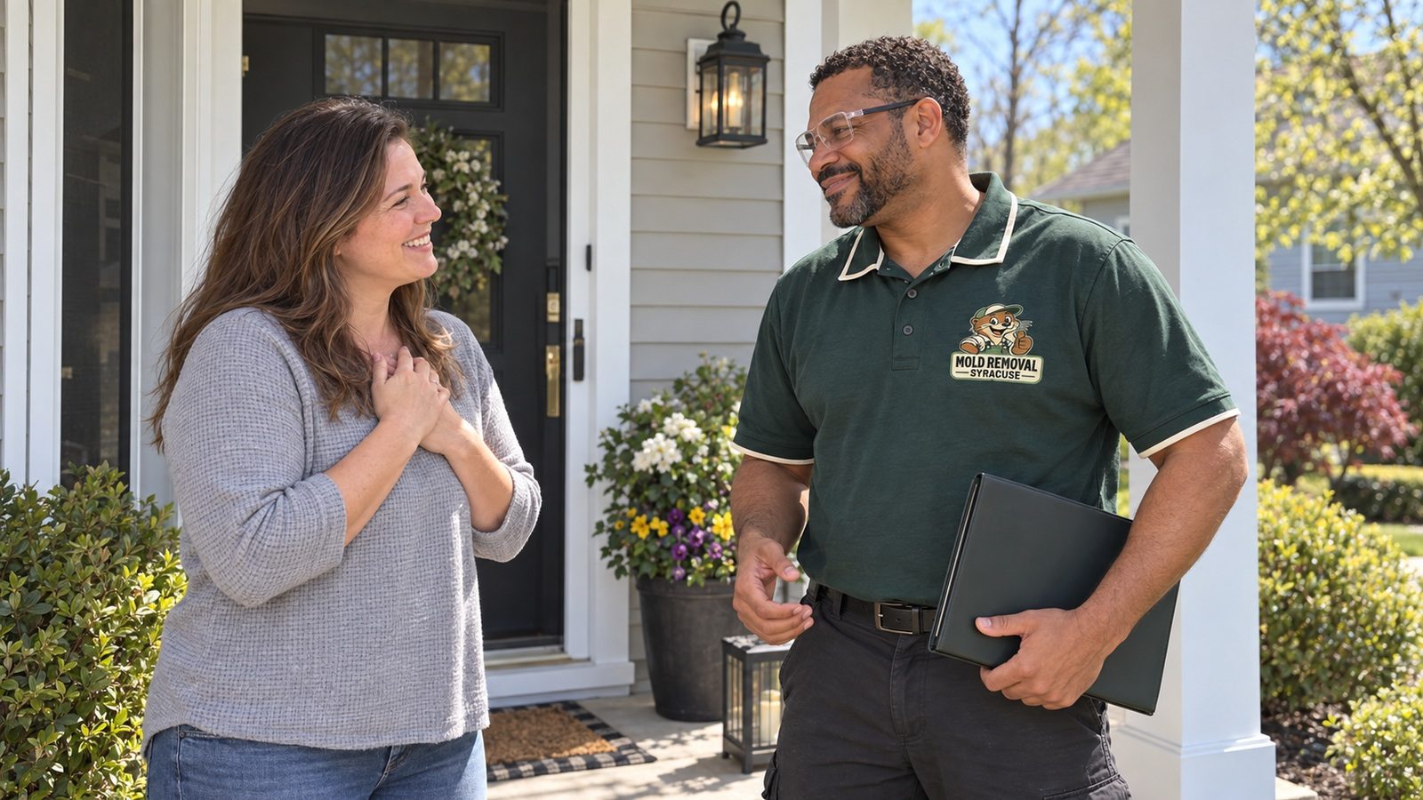 Homeowner at the front door after the visit