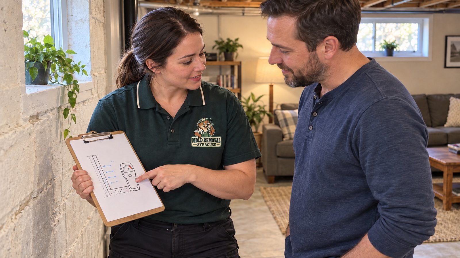 Technician explaining the next step to a homeowner