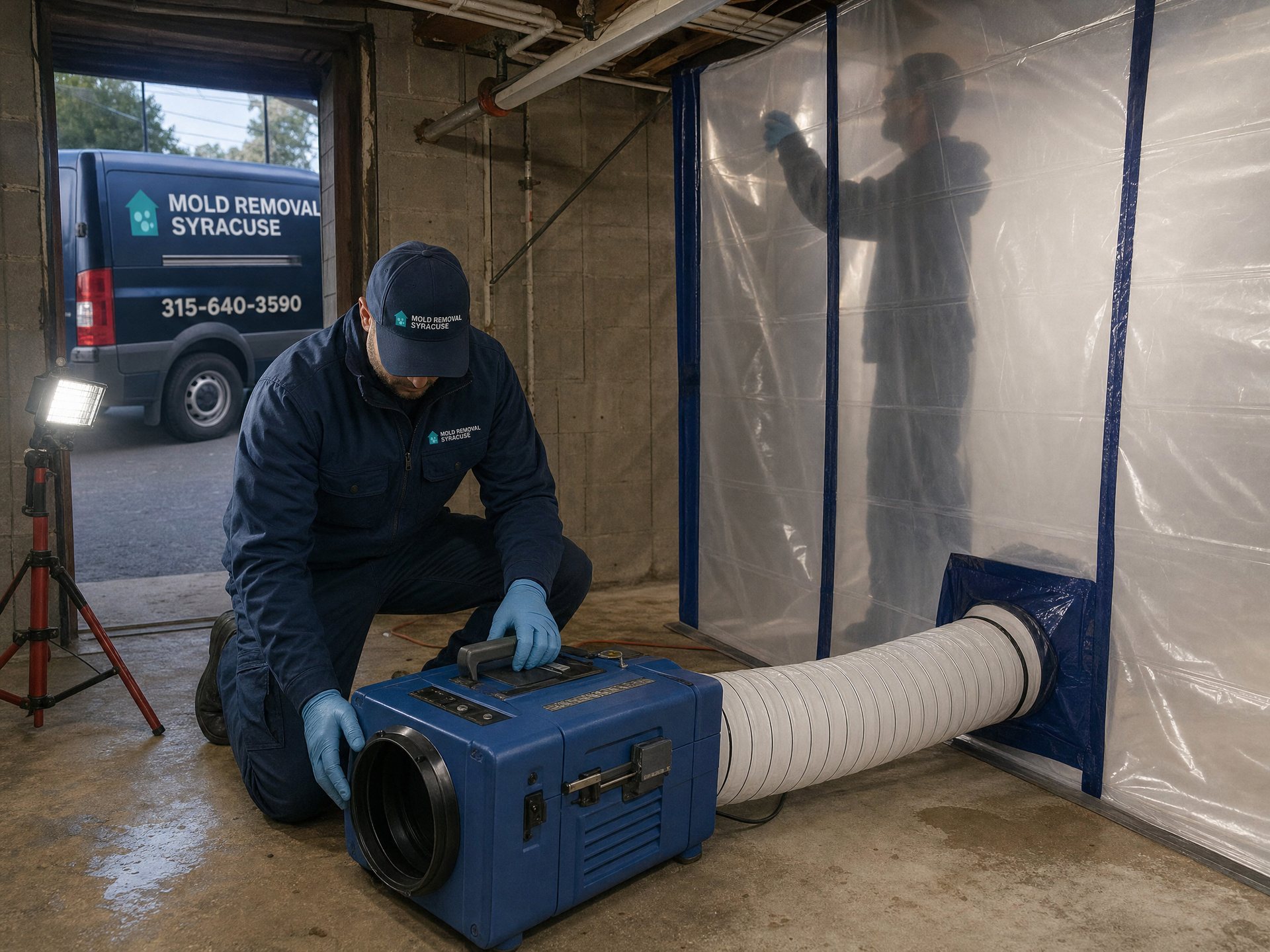 HEPA air filtration duct near ductwork